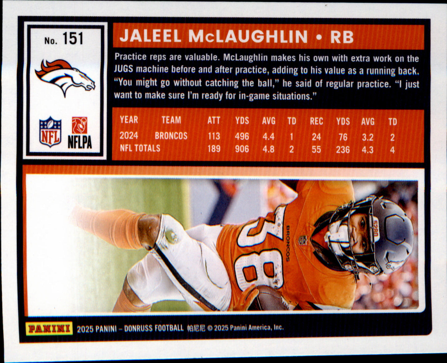 2025 Donruss Press Proofs Yellow #151 Jaleel McLaughlin