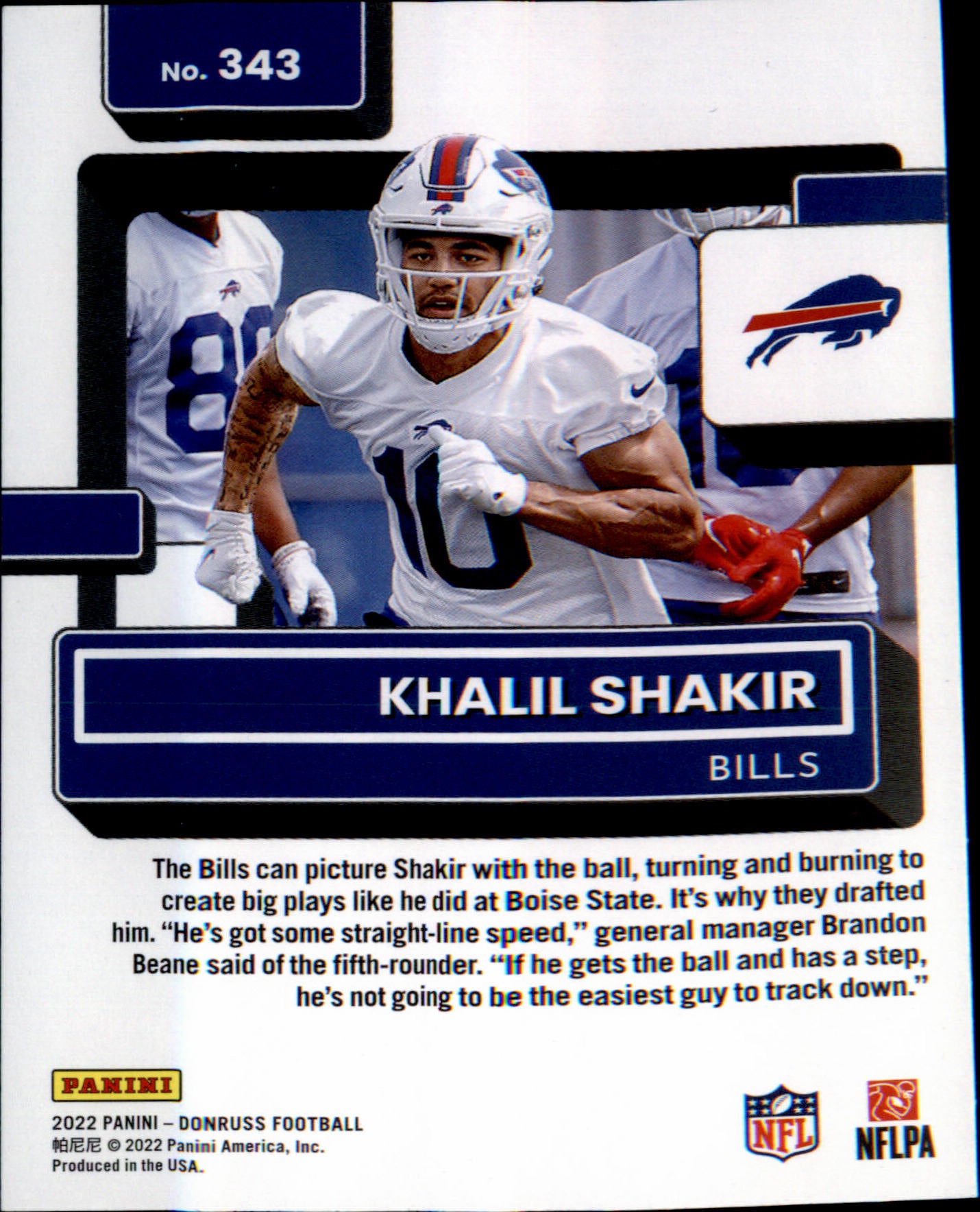 2022 Donruss #343 Khalil Shakir Rookie Rookie