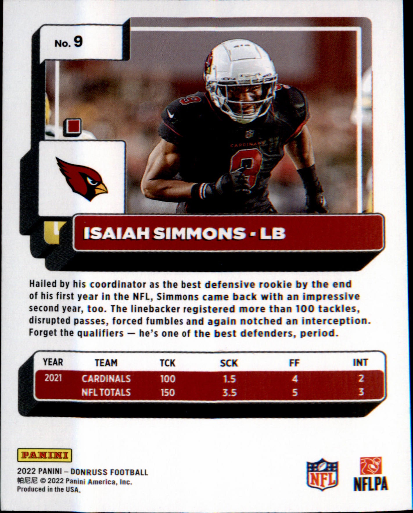2022 Donruss #9 Isaiah Simmons