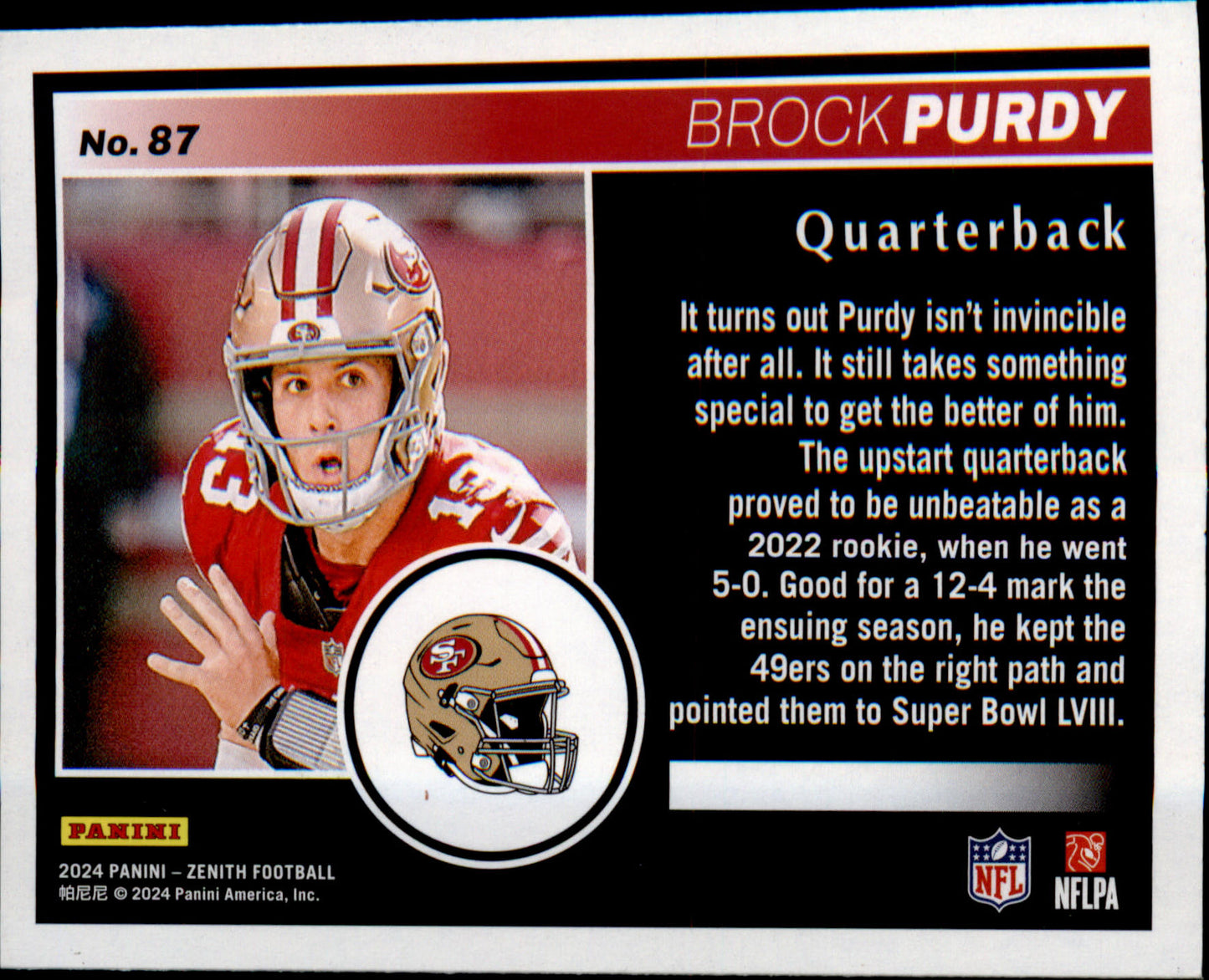 2024 Panini Zenith Retail #87 Brock Purdy