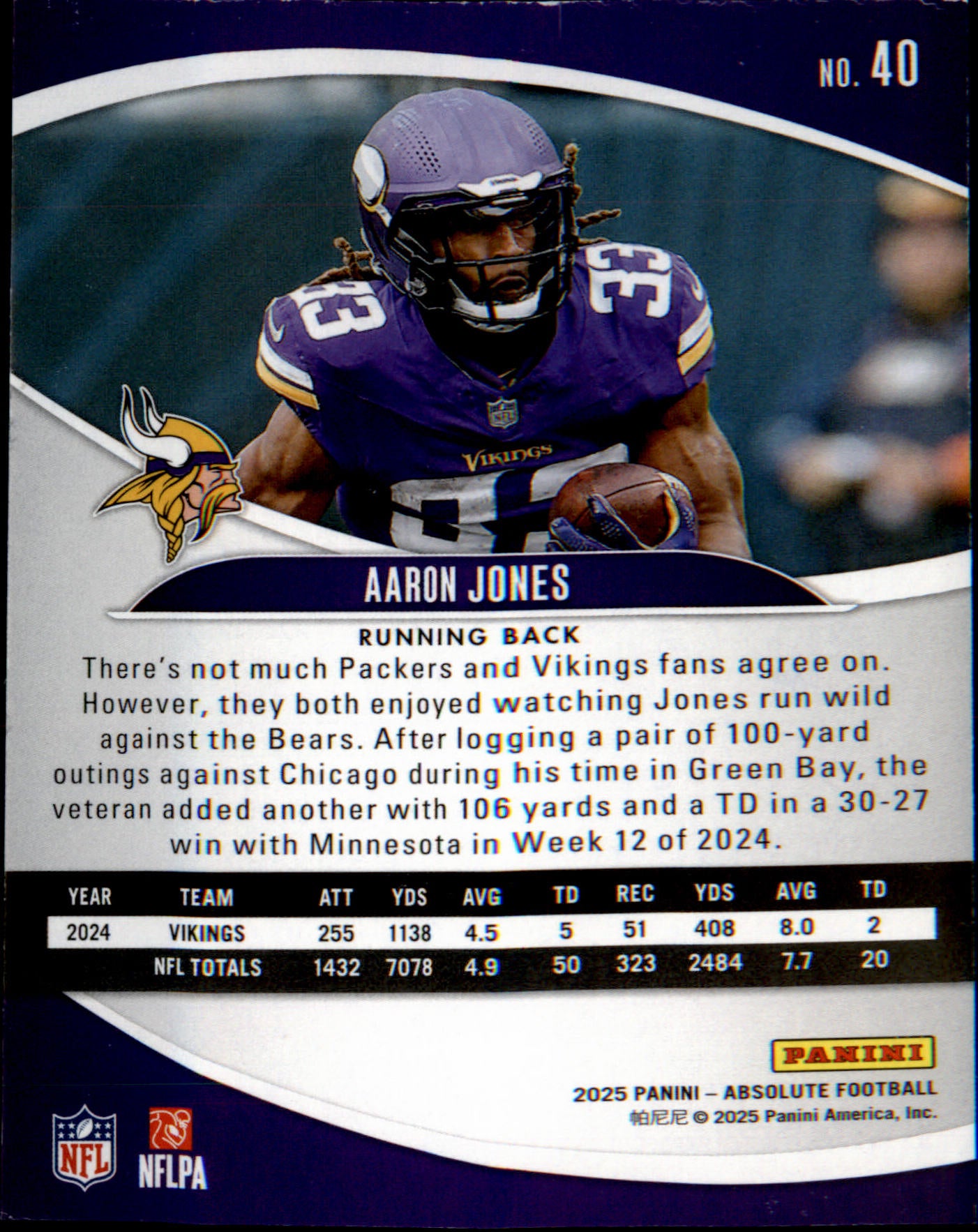 2025 Panini Absolute #40 Aaron Jones