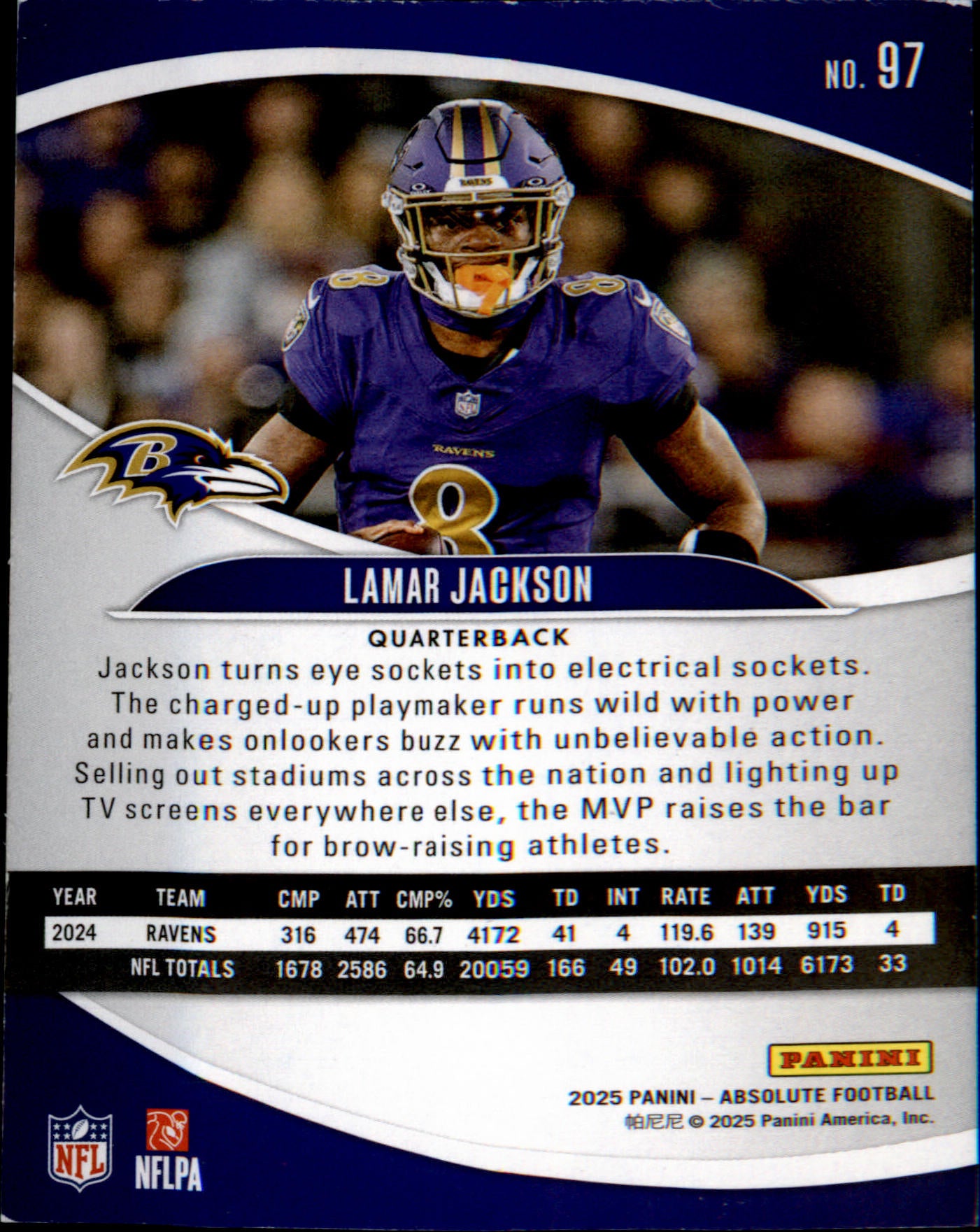 2025 Panini Absolute #97 Lamar Jackson