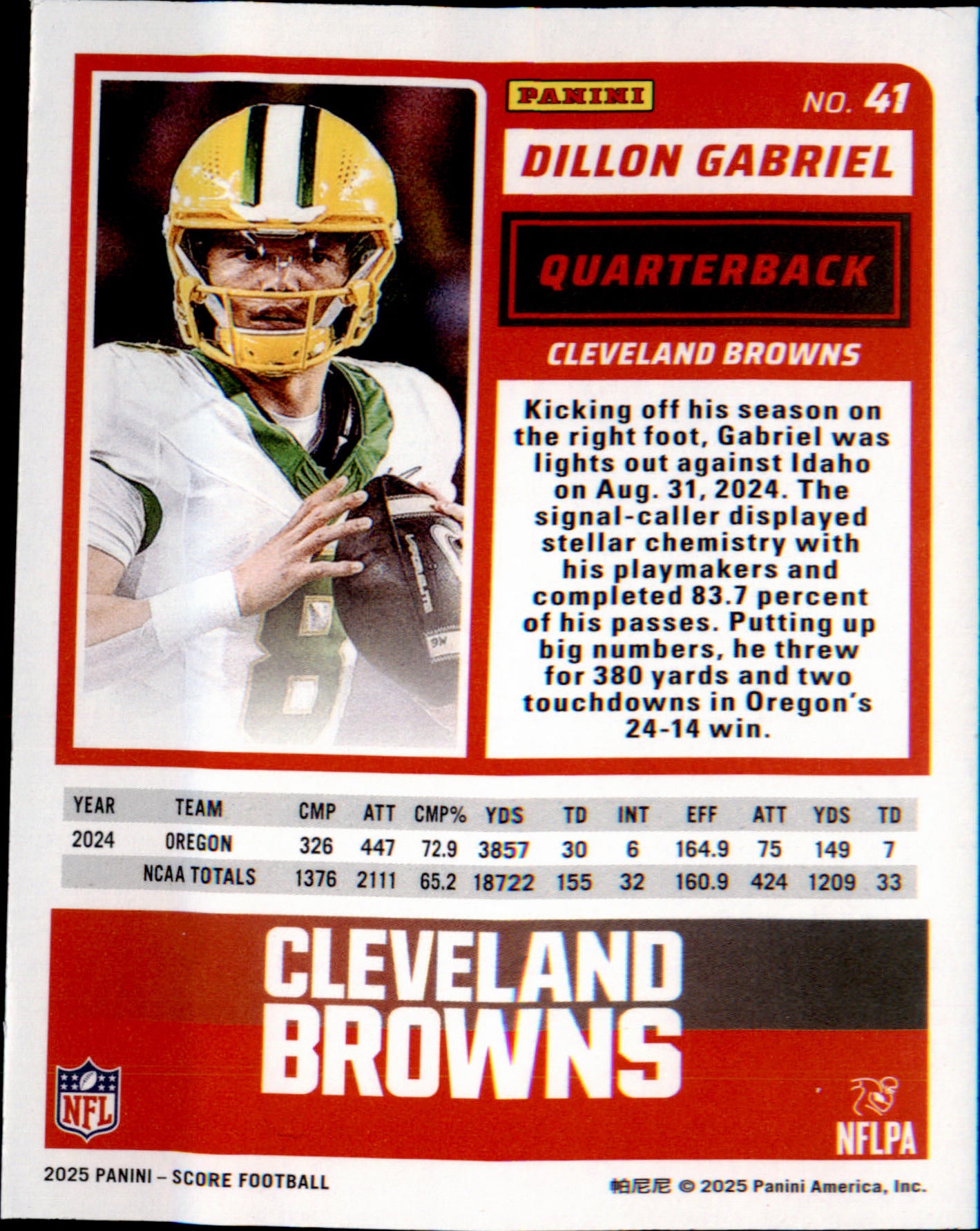 2025 Score #41 Dillon Gabriel Rookie Rookie