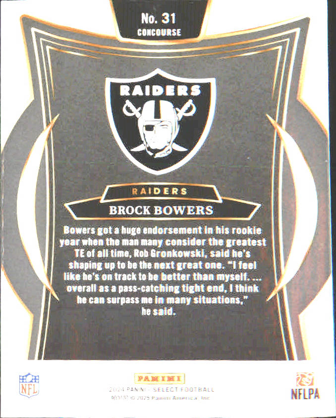 2024 Panini Select Silver Prizm #31 Brock Bowers Rookie Rookie