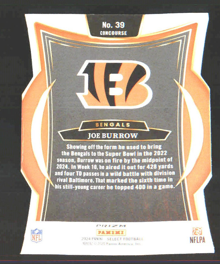 2024 Panini Select Silver Prizm Die Cut #39 Joe Burrow