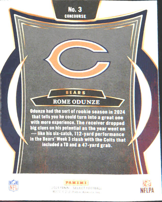 2024 Panini Select #3 Rome Odunze Rookie Rookie