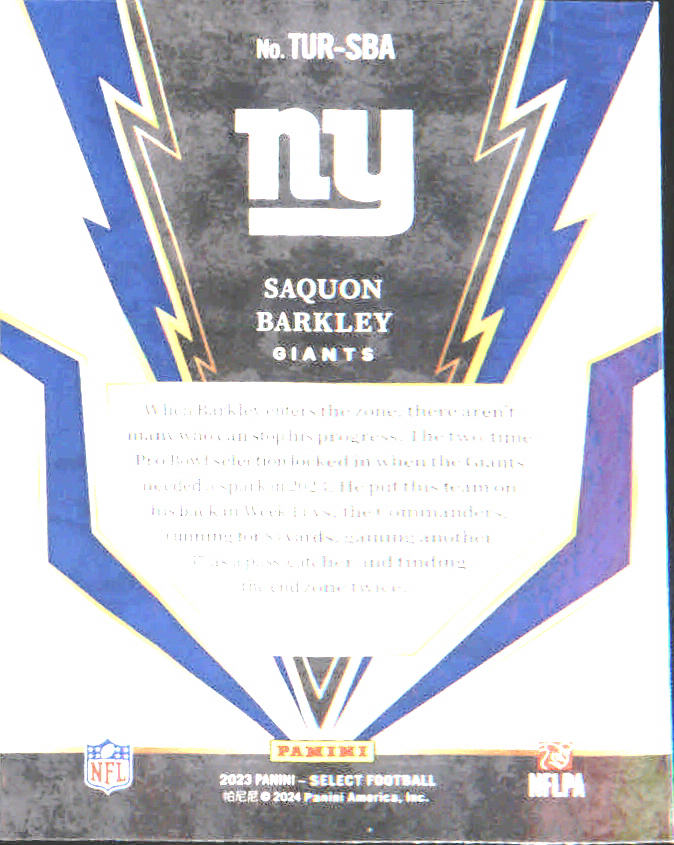 2023 Panini Select Turbocharged #TUR-SBA Saquon Barkley