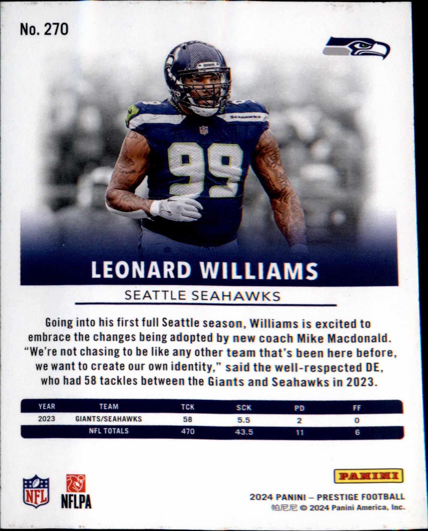2024 Panini Prestige #270 Leonard Williams