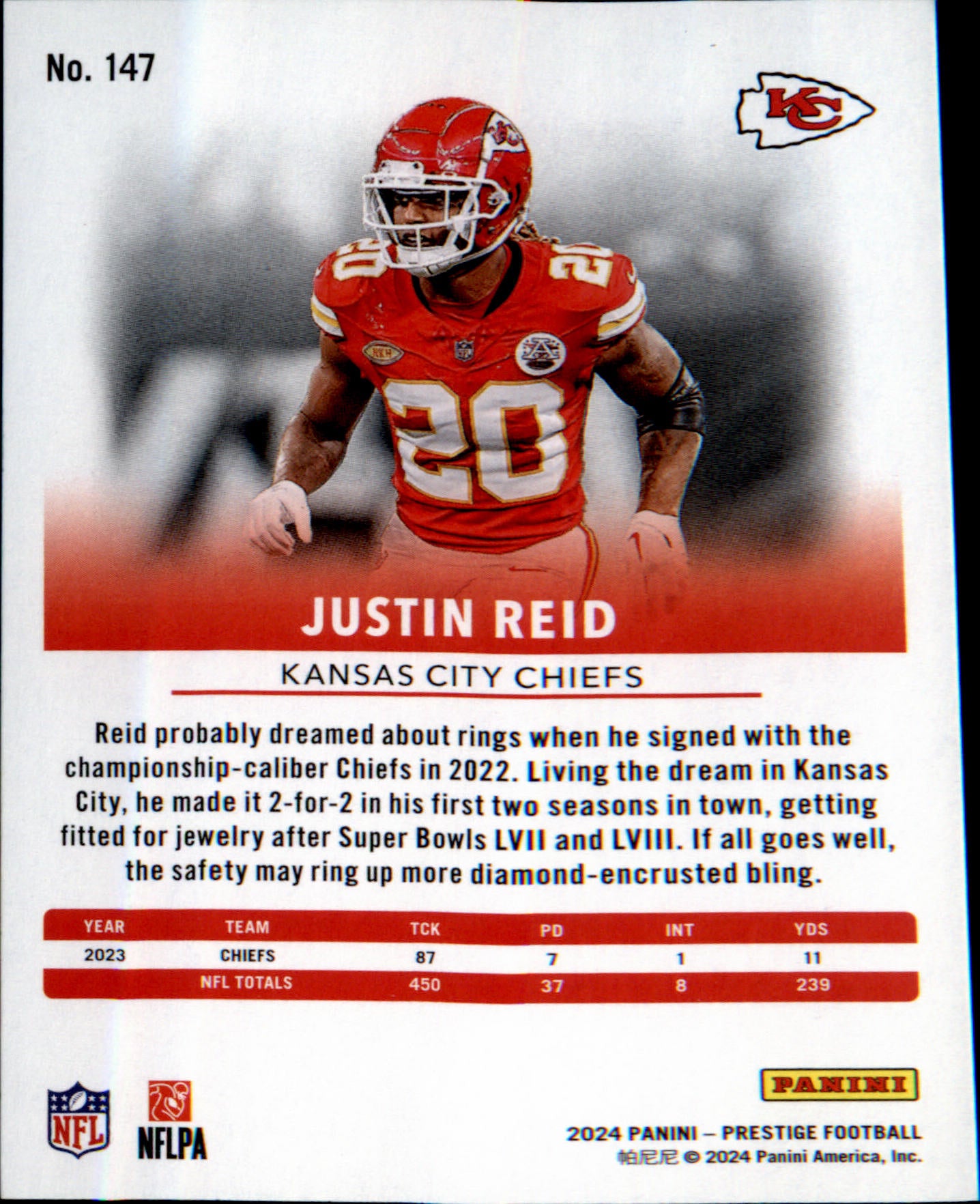 2024 Panini Prestige #147 Justin Reid
