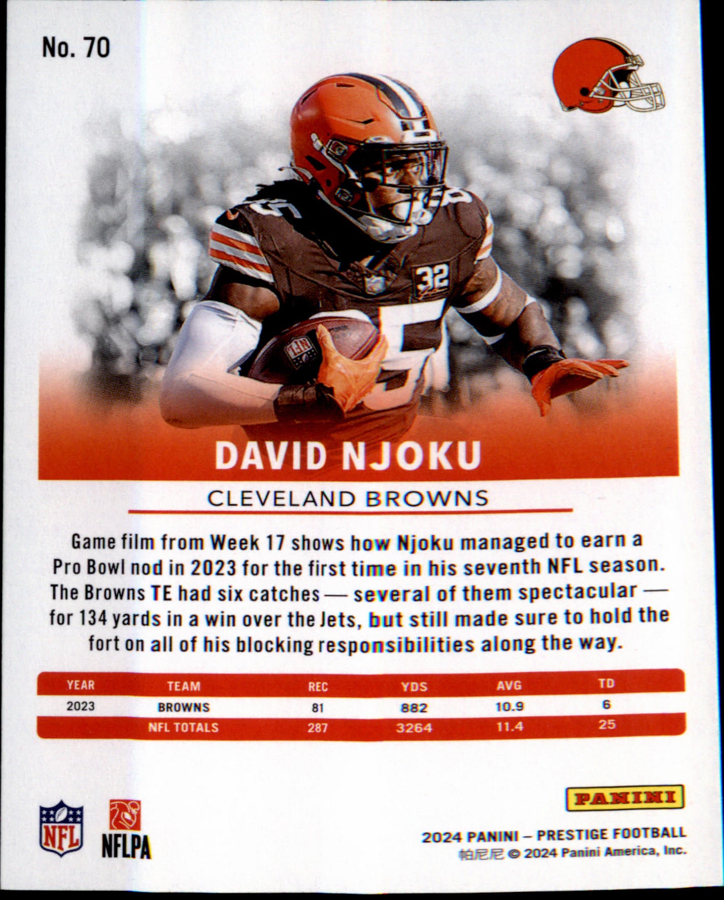 2024 Panini Prestige #70 David Njoku