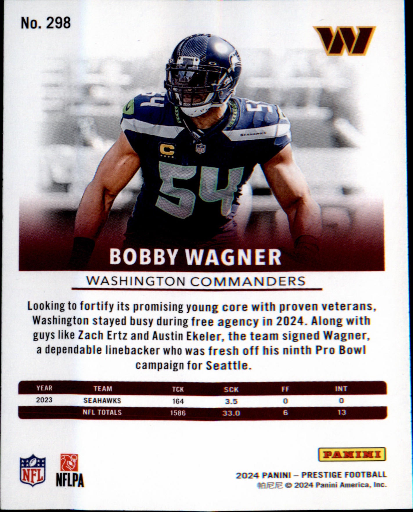 2024 Panini Prestige #298 Bobby Wagner