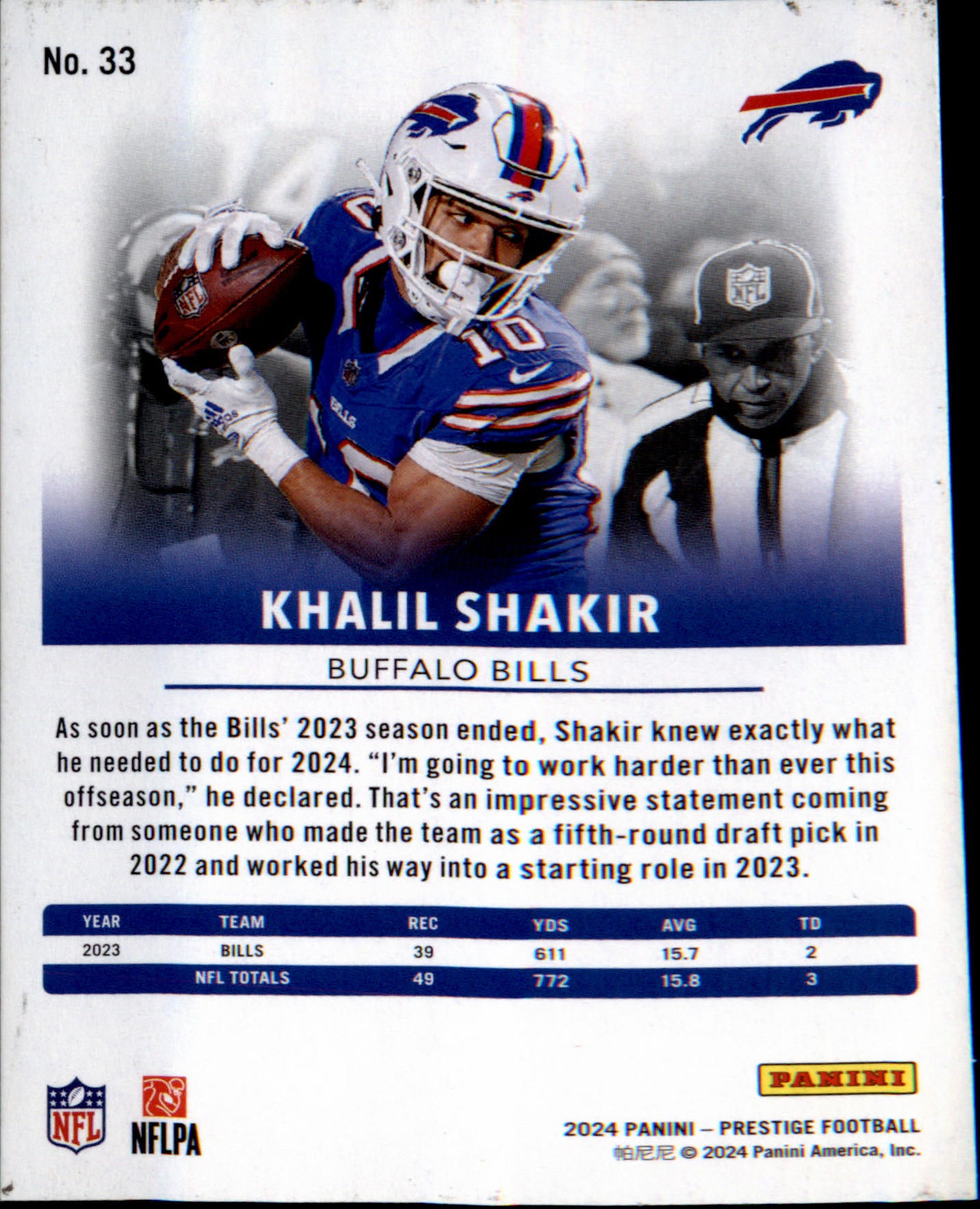 2024 Panini Prestige #33 Khalil Shakir