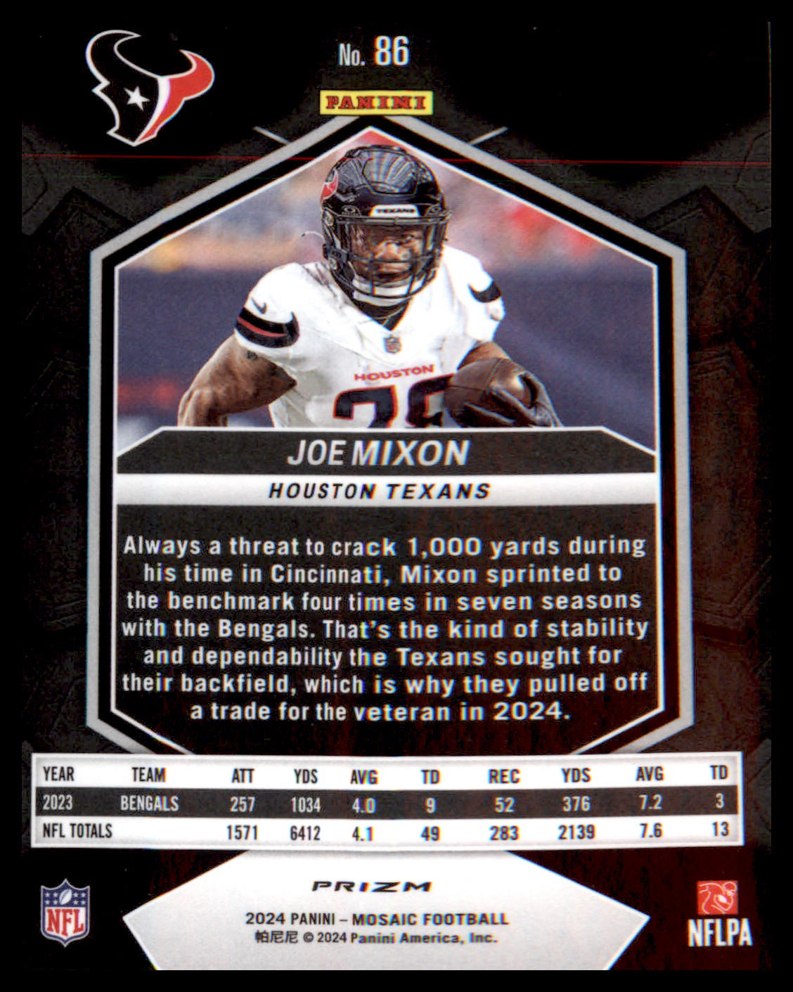 2024 Panini Mosaic Silver #86 Joe Mixon
