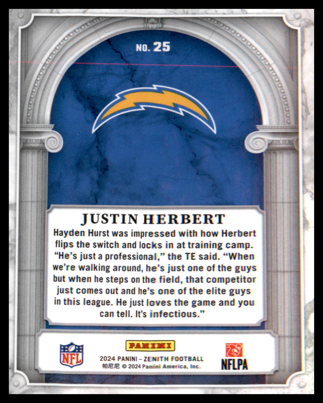 2024 Panini Zenith Z Marquee #25 Justin Herbert
