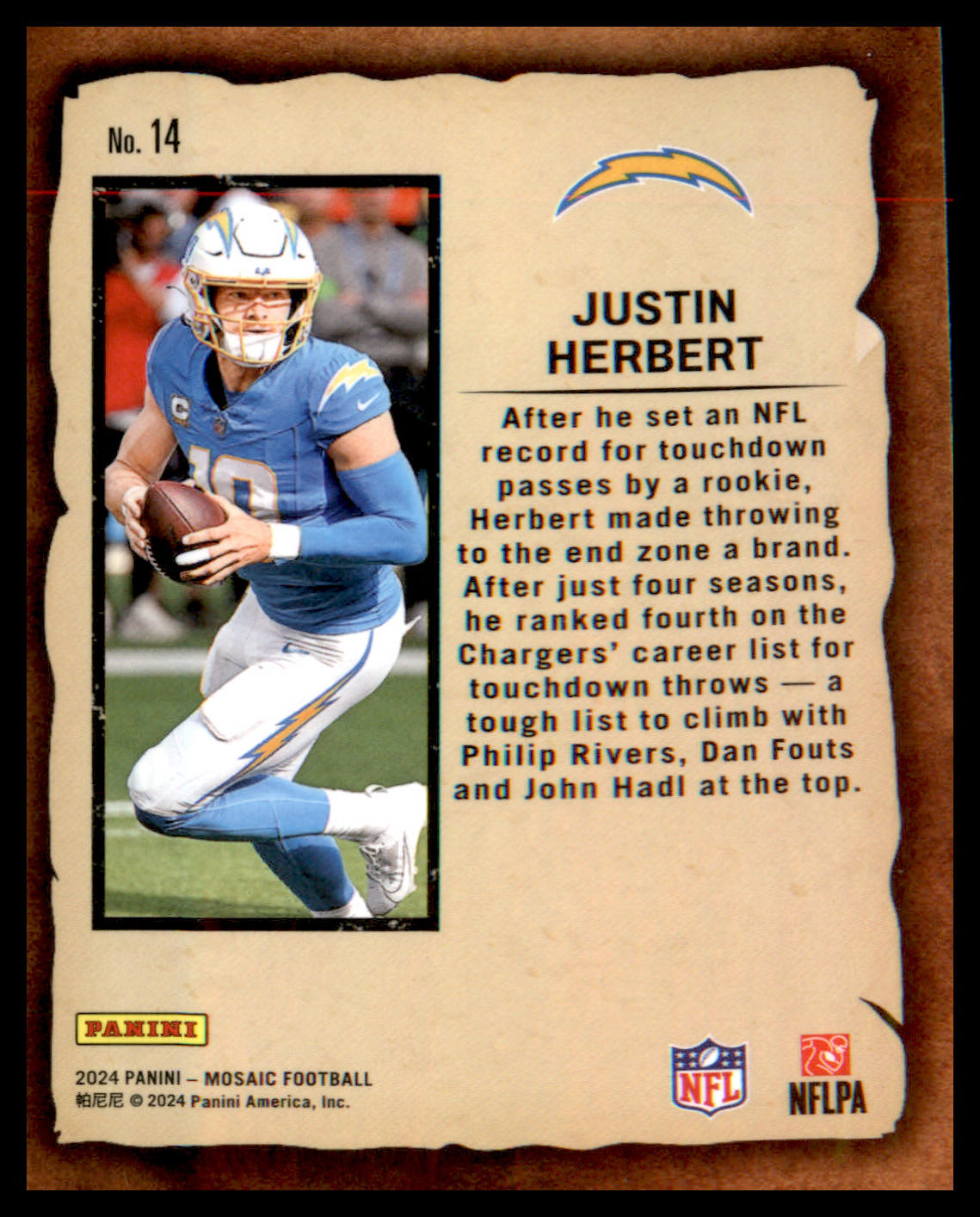 2024 Panini Mosaic Notoriety #14 Justin Herbert