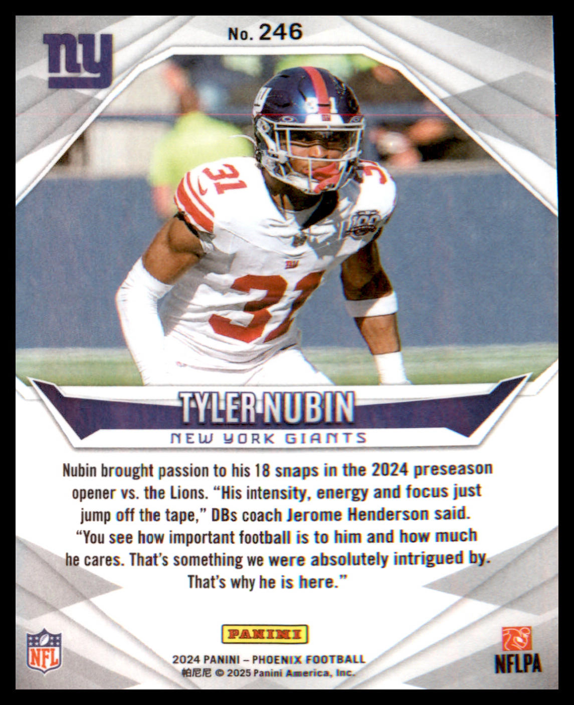 2024 Panini Phoenix #246 Tyler Nubin Rookie Rookie