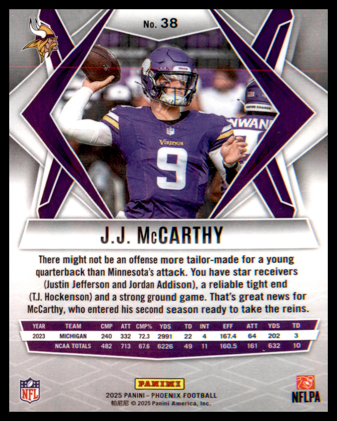 2025 Panini Phoenix #38 J.J. McCarthy