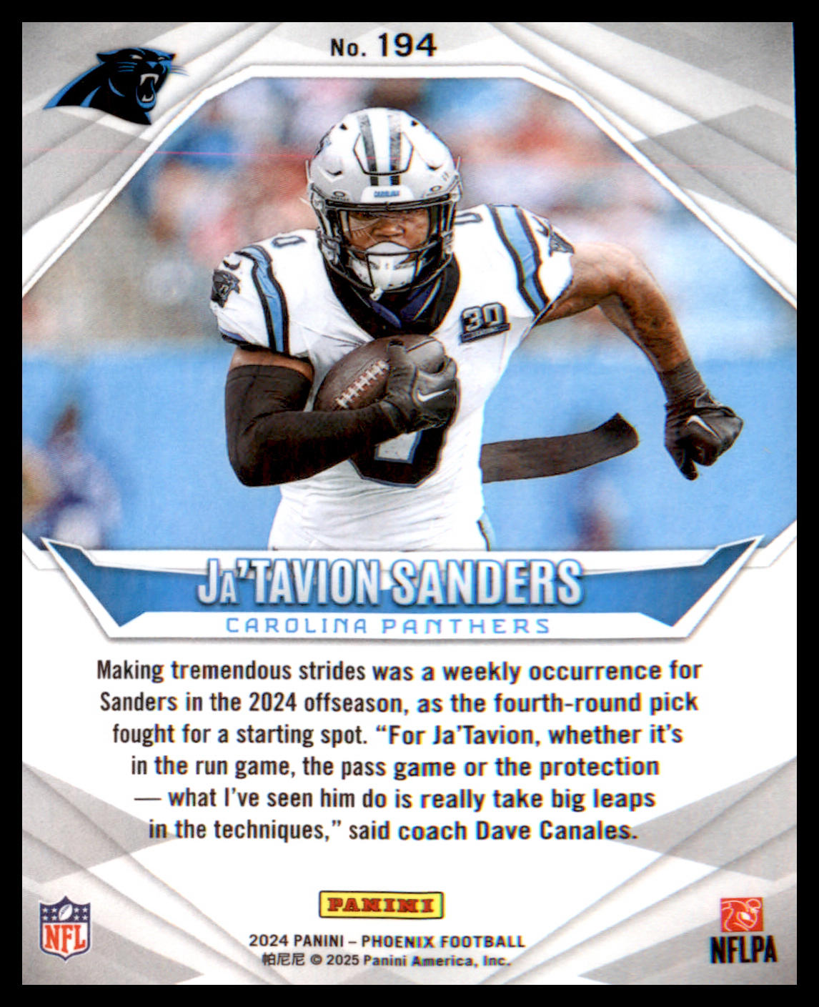 2024 Panini Phoenix #194 Ja'Tavion Sanders Rookie Rookie
