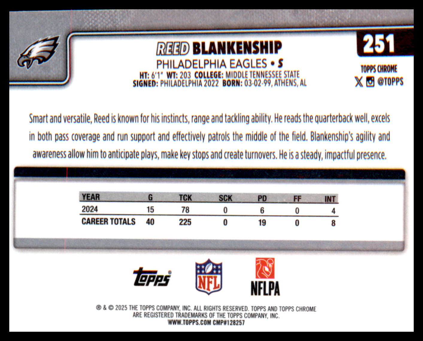 2025 Topps Chrome #251 Reed Blankenship