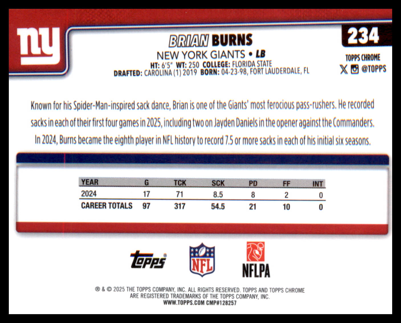 2025 Topps Chrome #234 Brian Burns