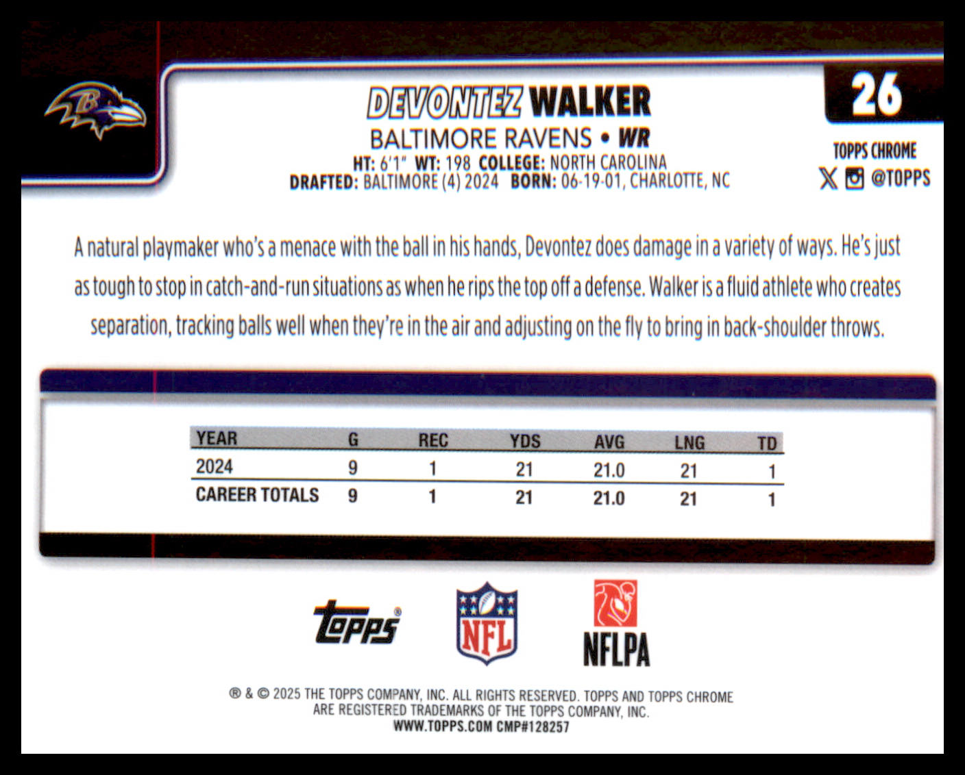 2025 Topps Chrome #26 Devontez Walker