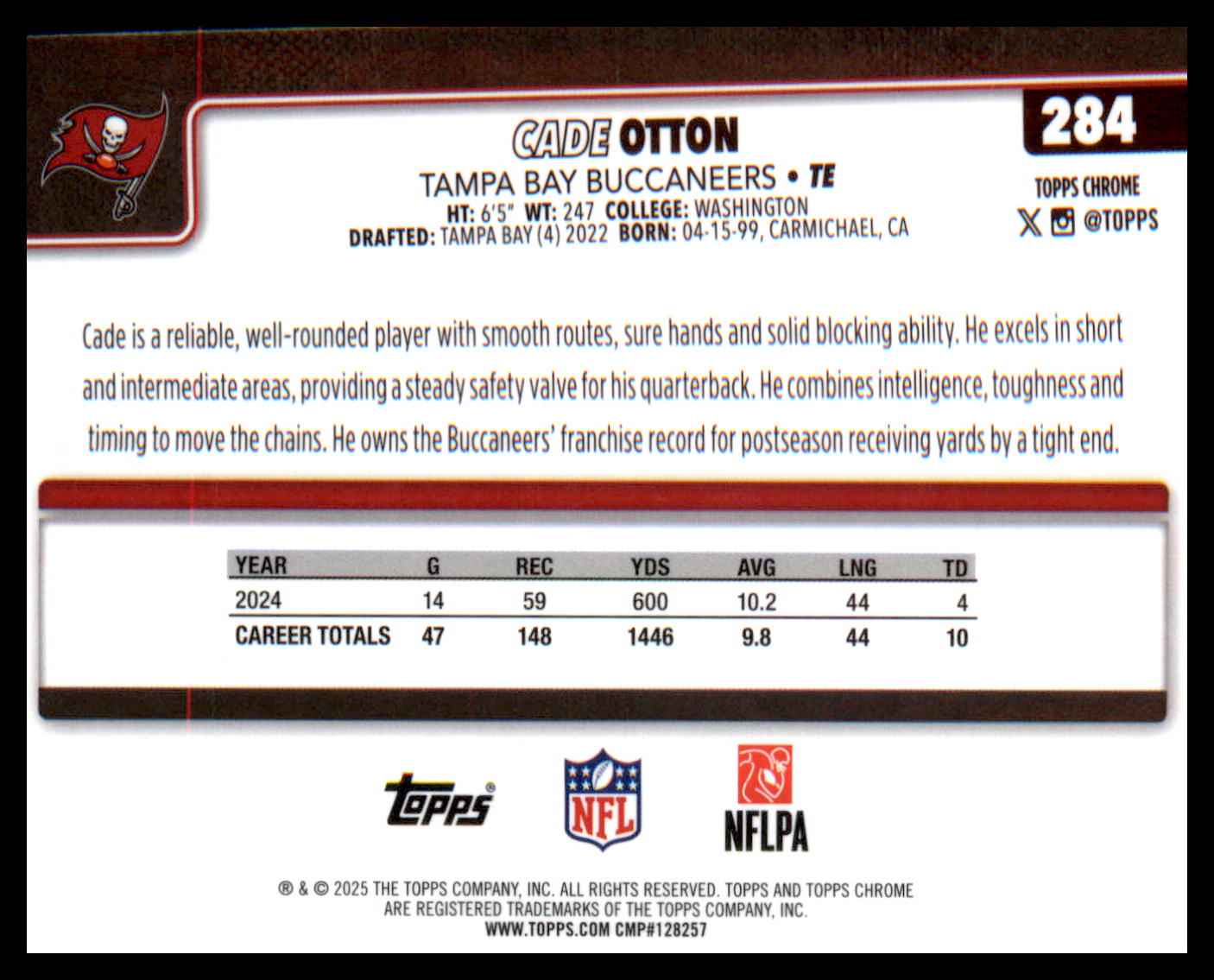 2025 Topps Chrome #284 Cade Otton