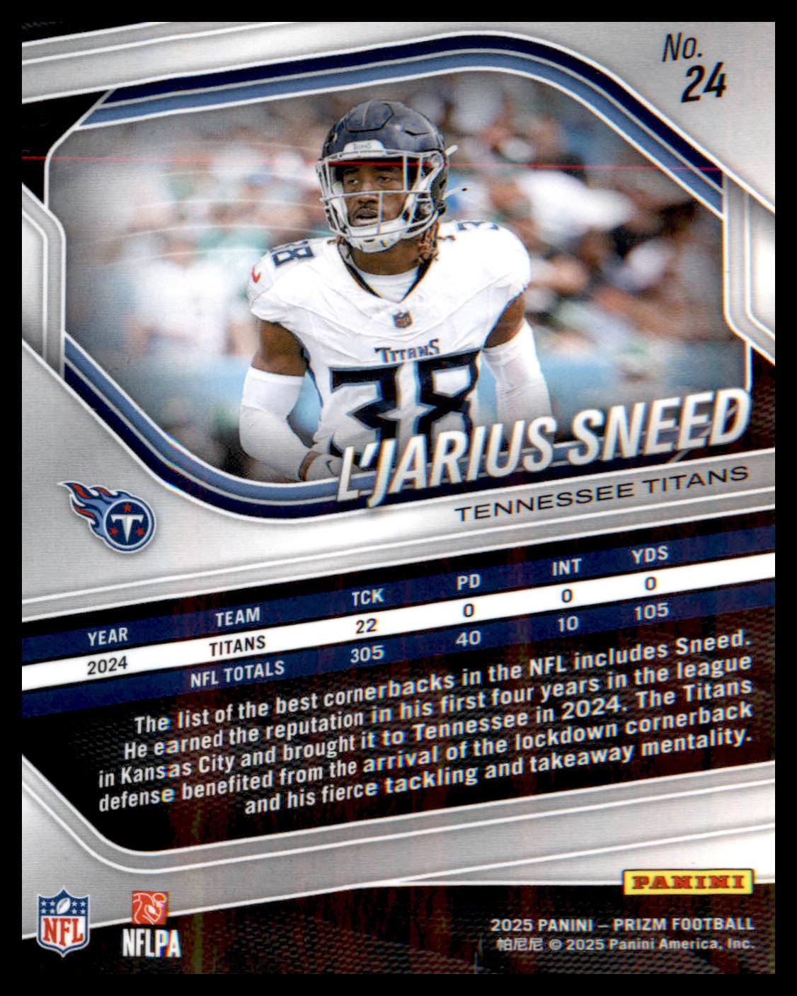 2025 Panini Prizm #24 L'Jarius Sneed