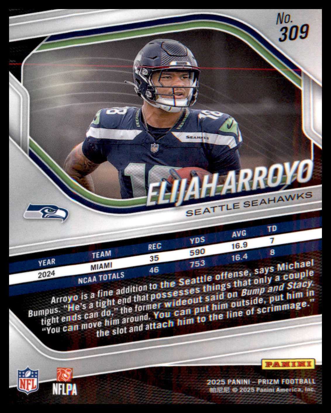 2025 Panini Prizm #309 Elijah Arroyo Rookie Rookie