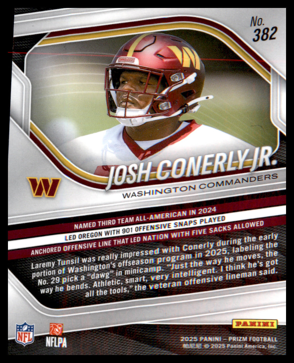 2025 Panini Prizm #382 Josh Conerly Jr. Rookie Rookie
