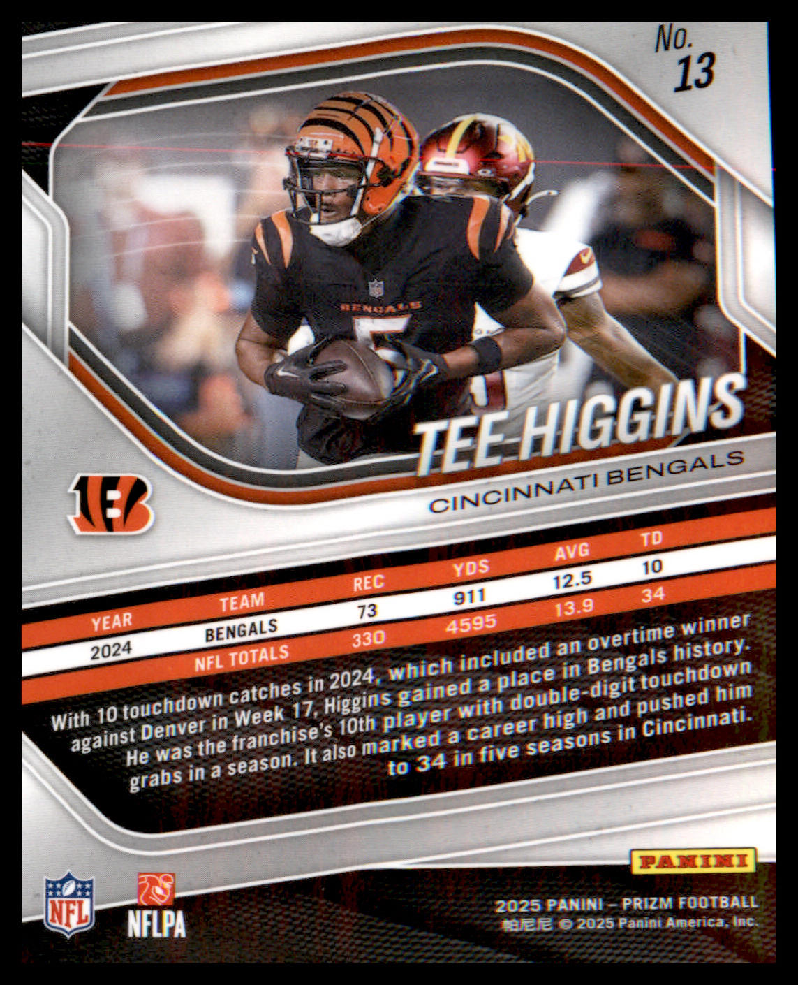 2025 Panini Prizm #13 Tee Higgins