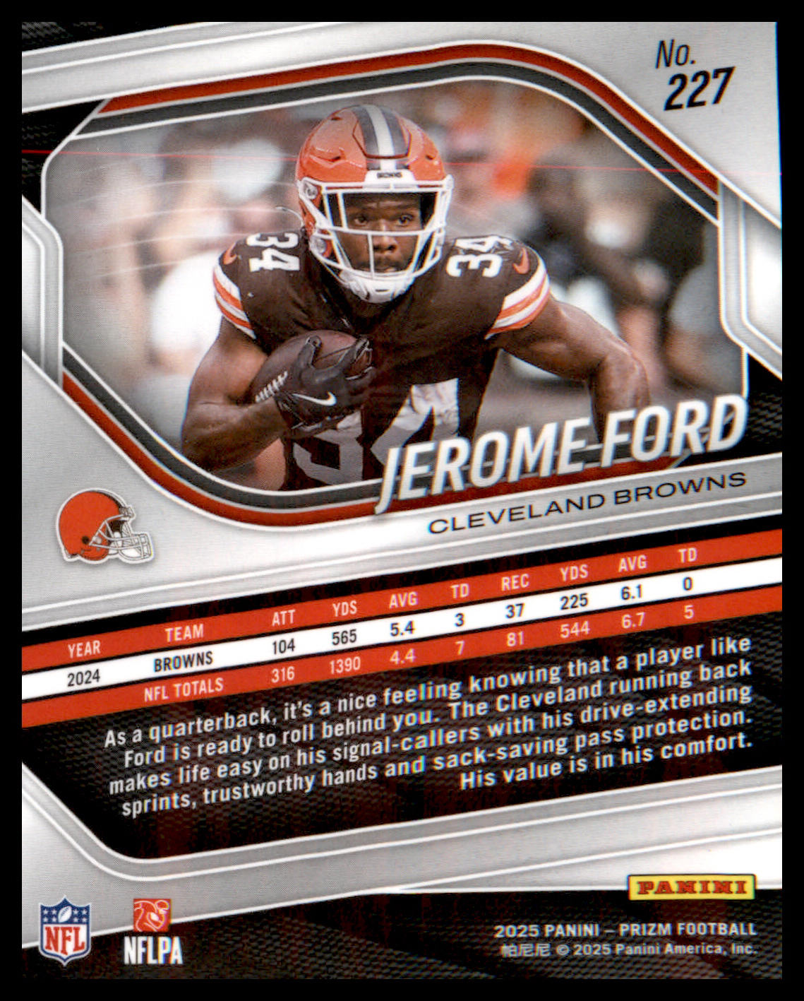 2025 Panini Prizm #227 Jerome Ford