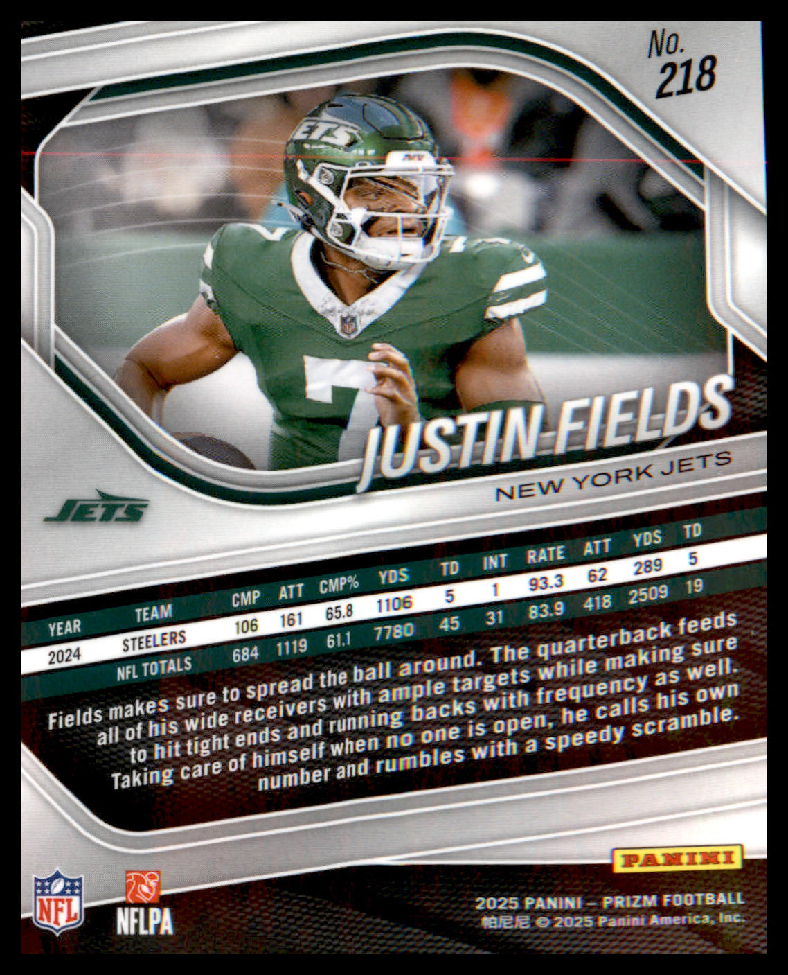2025 Panini Prizm #218 Justin Fields