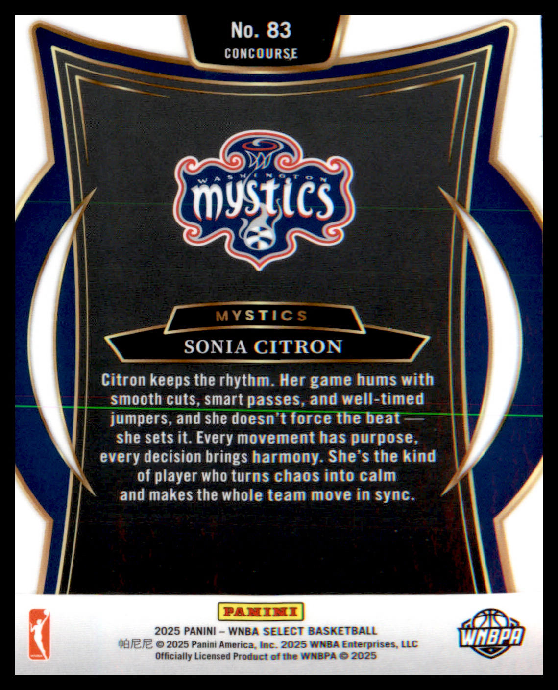 2025 Panini Select WNBA #83 Sonia Citron Rookie Rookie