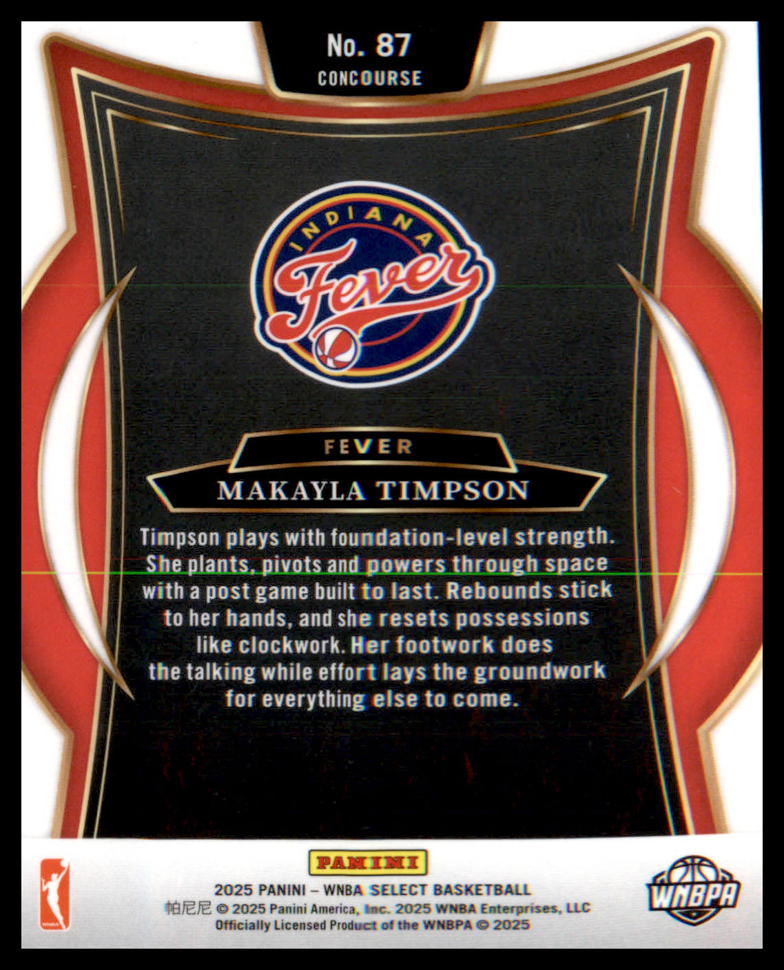 2025 Panini Select WNBA #87 Makayla Timpson Rookie Rookie