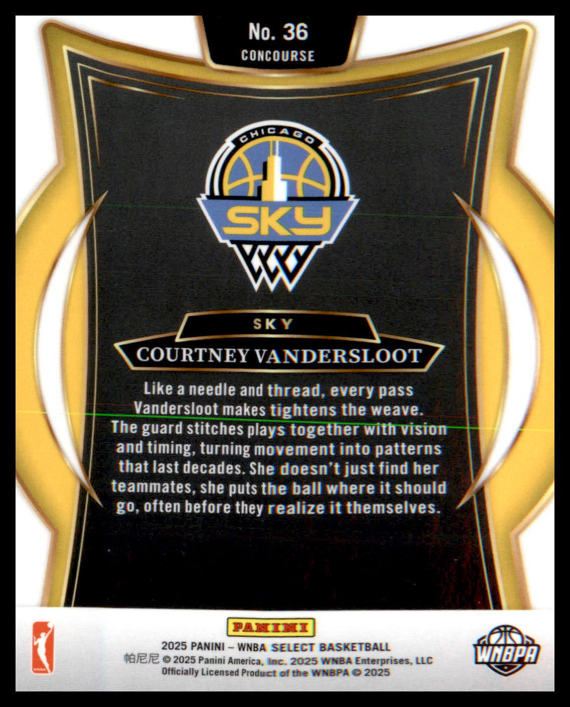 2025 Panini Select WNBA #36 Courtney Vandersloot