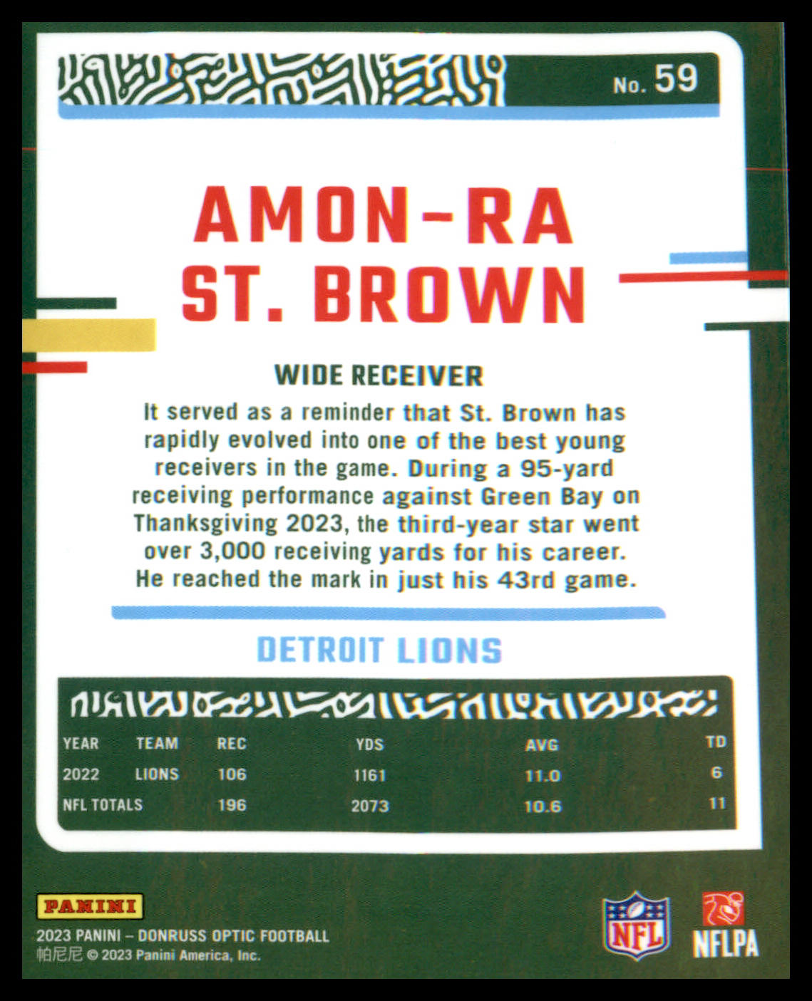 2023 Donruss Optic #59 Amon-Ra St. Brown