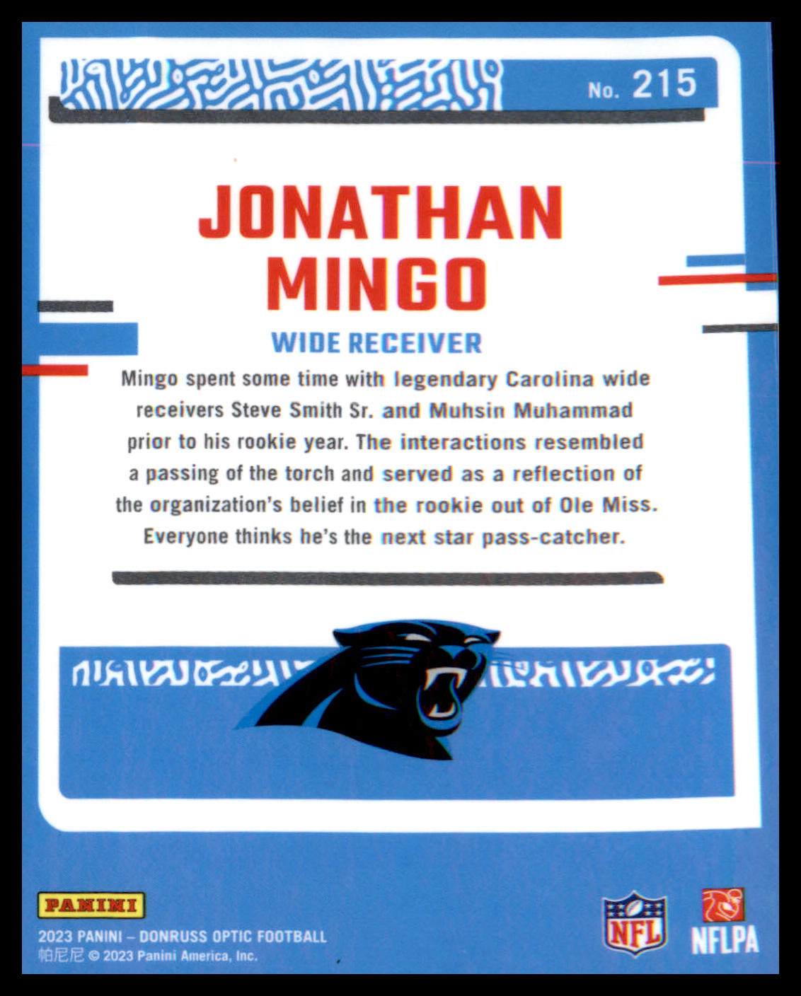 2023 Donruss Optic #215 Jonathan Mingo Rookie Rookie