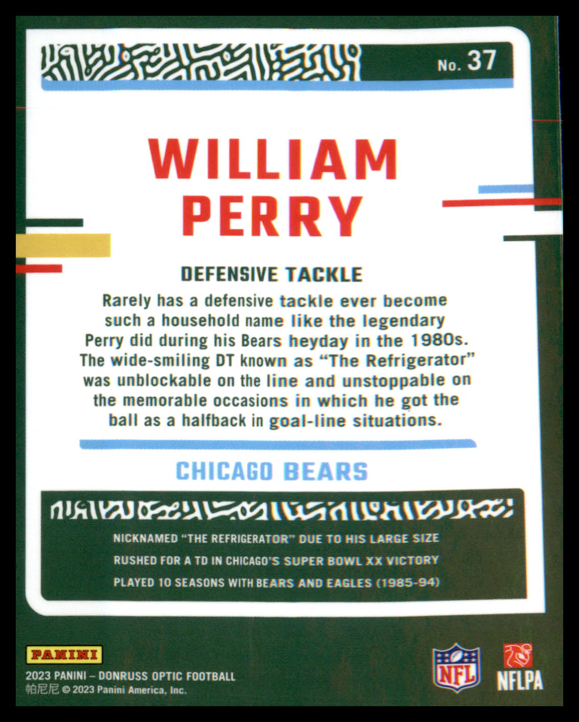 2023 Donruss Optic #37 William Perry