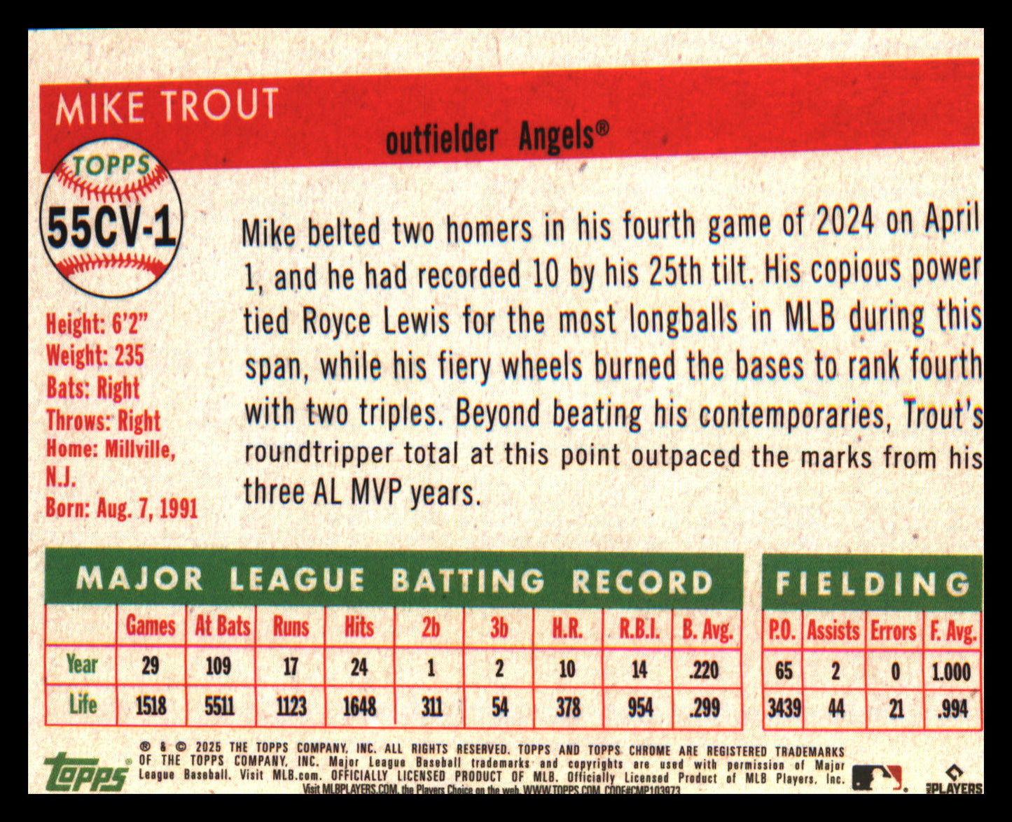 2025 Topps Chrome Platinum 1955 Topps City Variations #55CV-1 Mike Trout