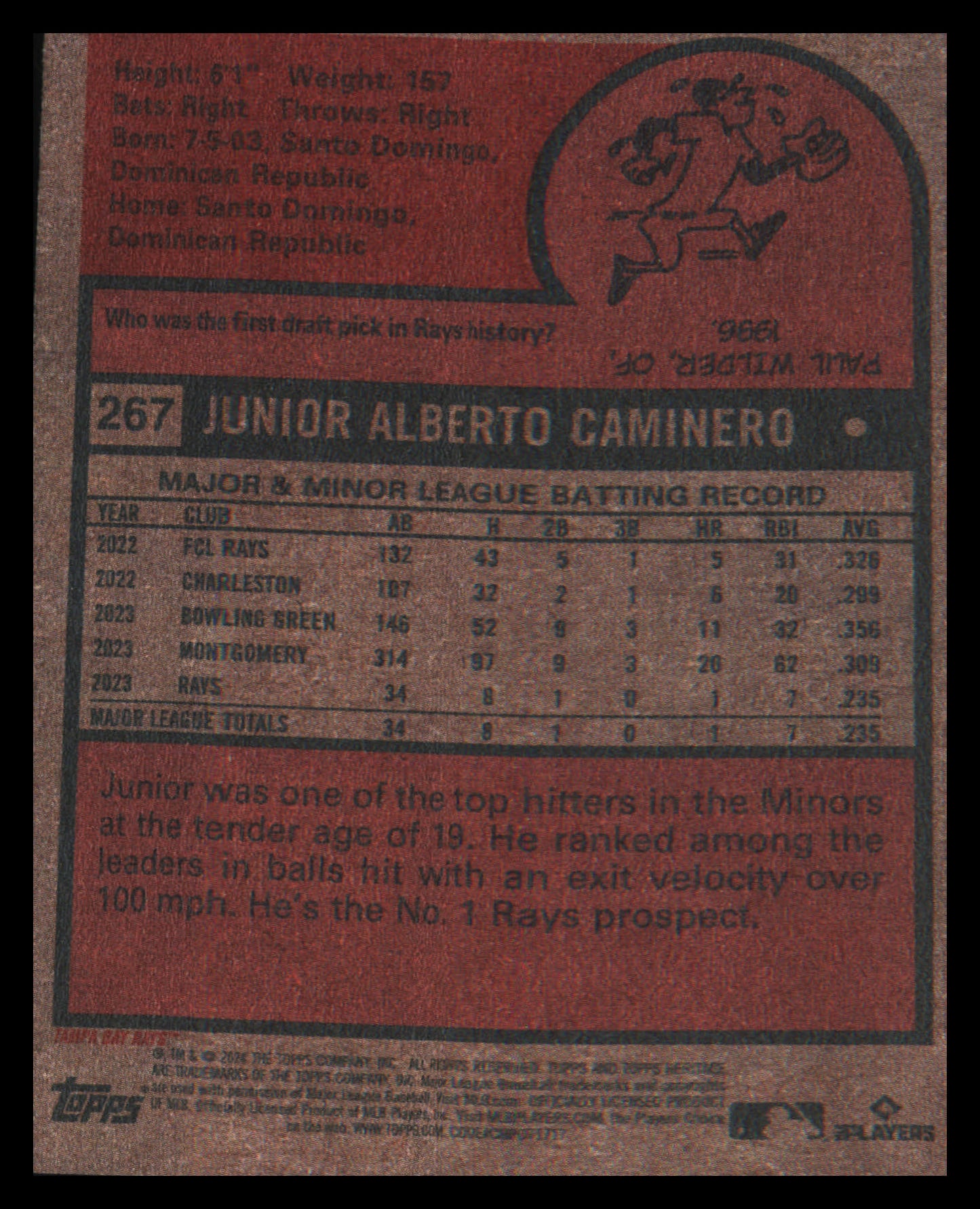 2024 Topps Heritage #267 Junior Caminero Rookie Rookie