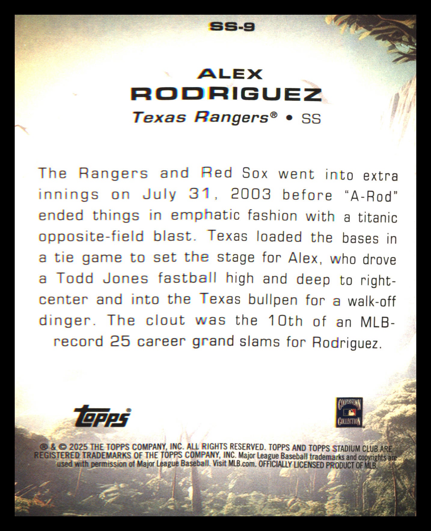 2025 Stadium Club Savage Sluggers #SS-9 Alex Rodriguez