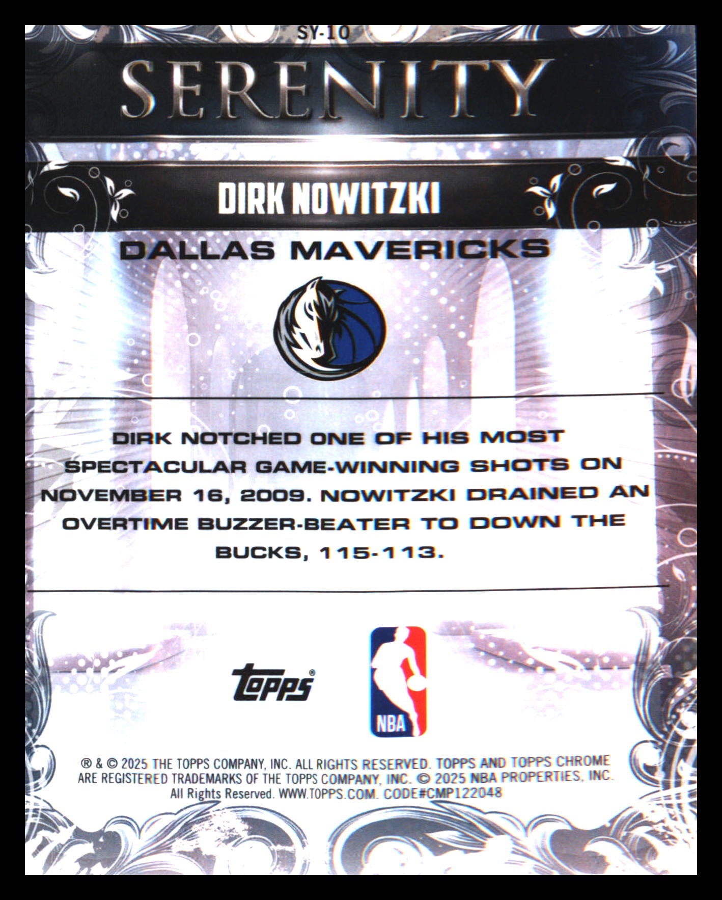 2025-26 Topps Chrome Serenity #SY-10 Dirk Nowitzki