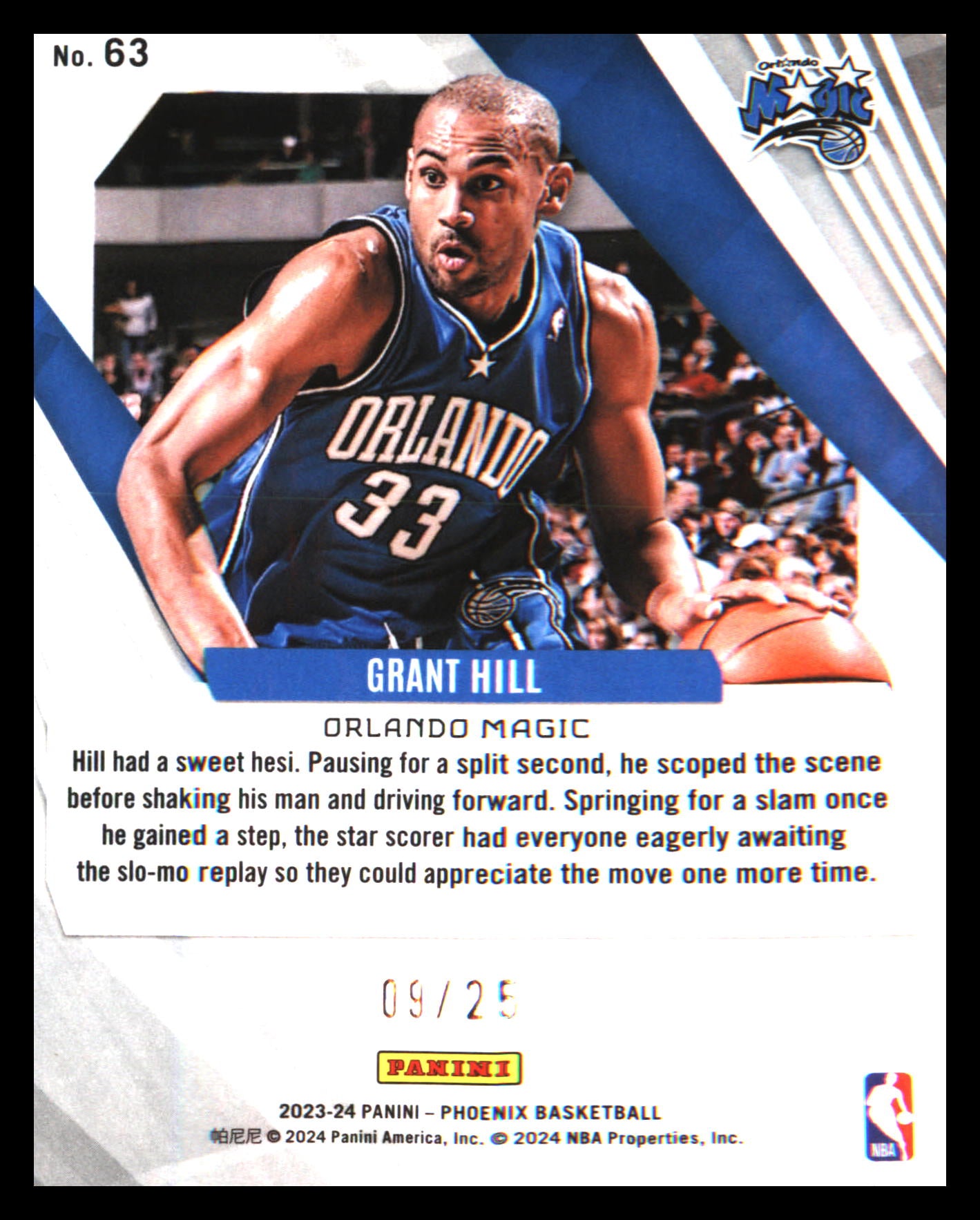 2023-24 Panini Phoenix Fire and Ice #63 Grant Hill SN #/25