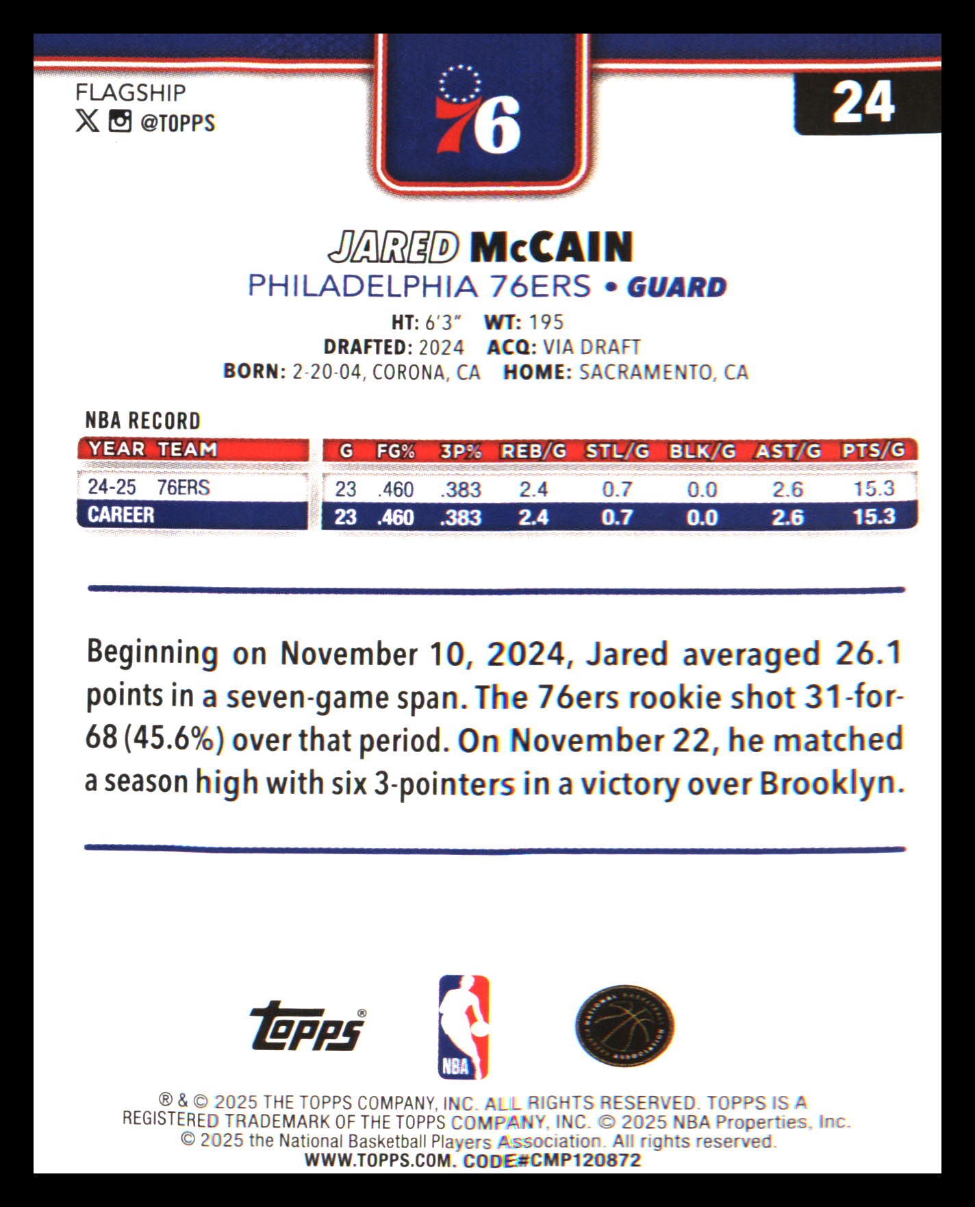 2025-26 Topps Crackleboard #24 Jared McCain