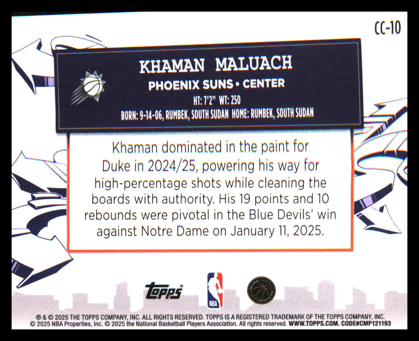 2025-26 Topps Clutch City Prospects #CC-10 Khaman Maluach