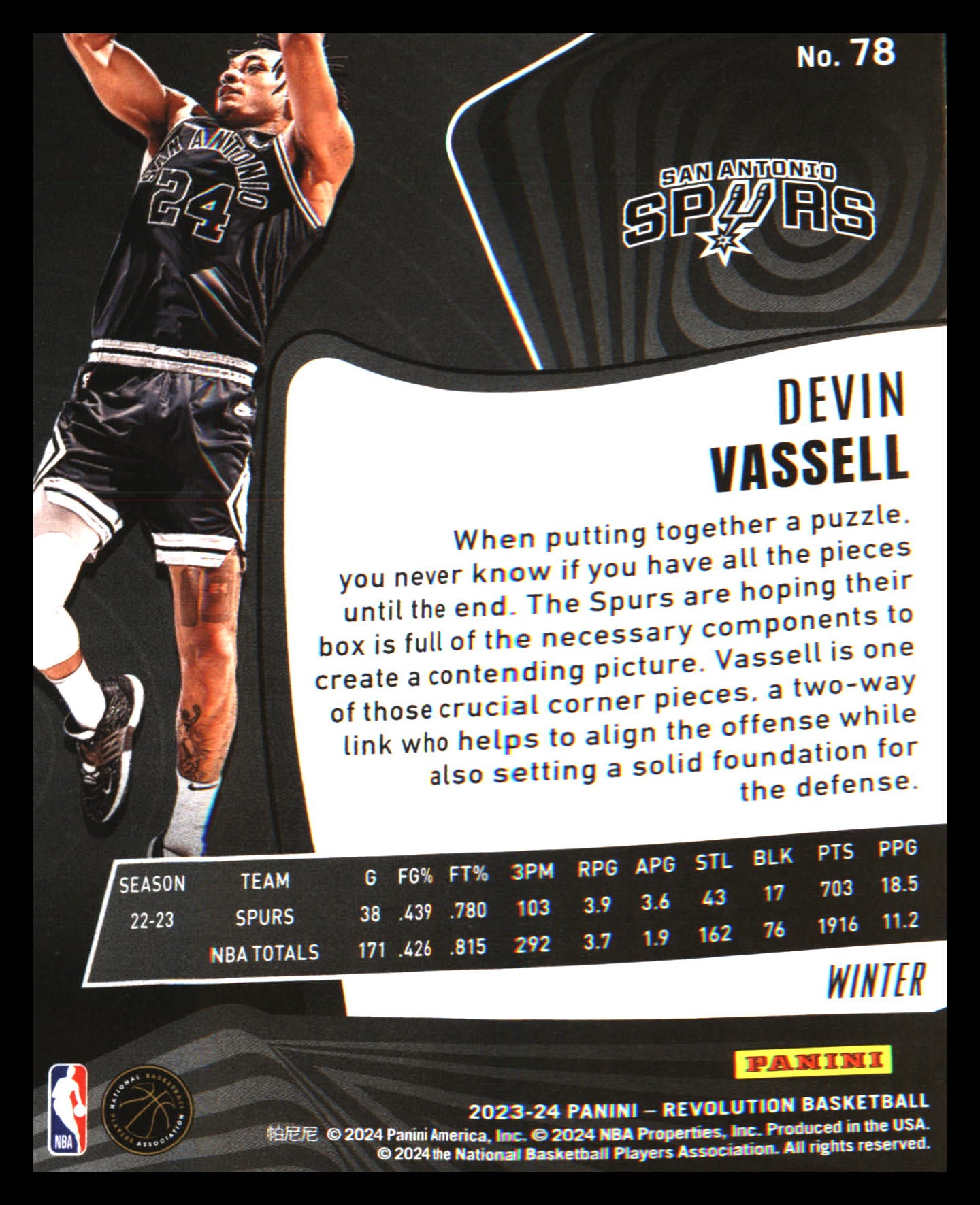 2023-24 Panini Revolution Winter #78 Devin Vassell