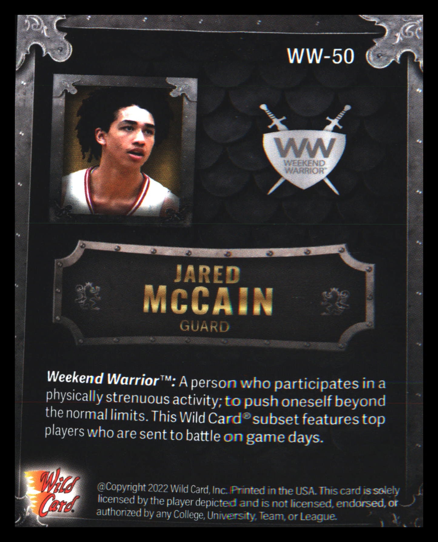 2022 WC Matte Weekend Warrior Silver/Black/Gold #WW-50 Jared McCain /50
