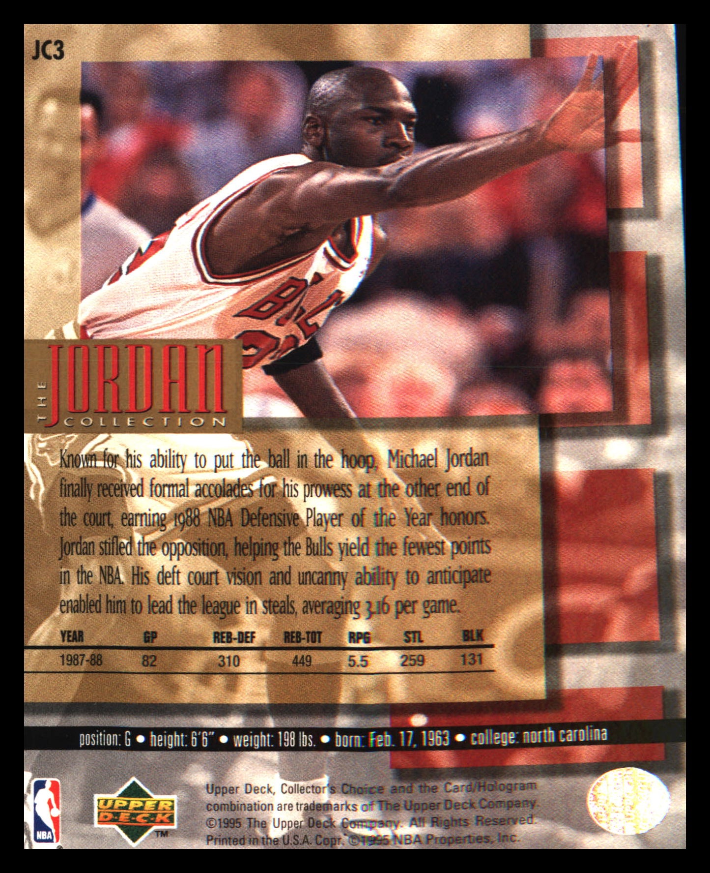 1995-96 Collector's Choice The Jordan Collection #JC3 Michael Jordan
