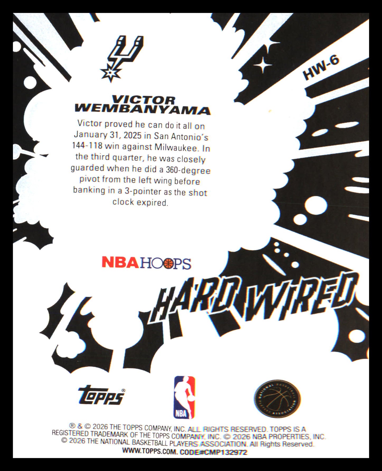 2025-26 Hoops Hard Wired #HW-6 Victor Wembanyama