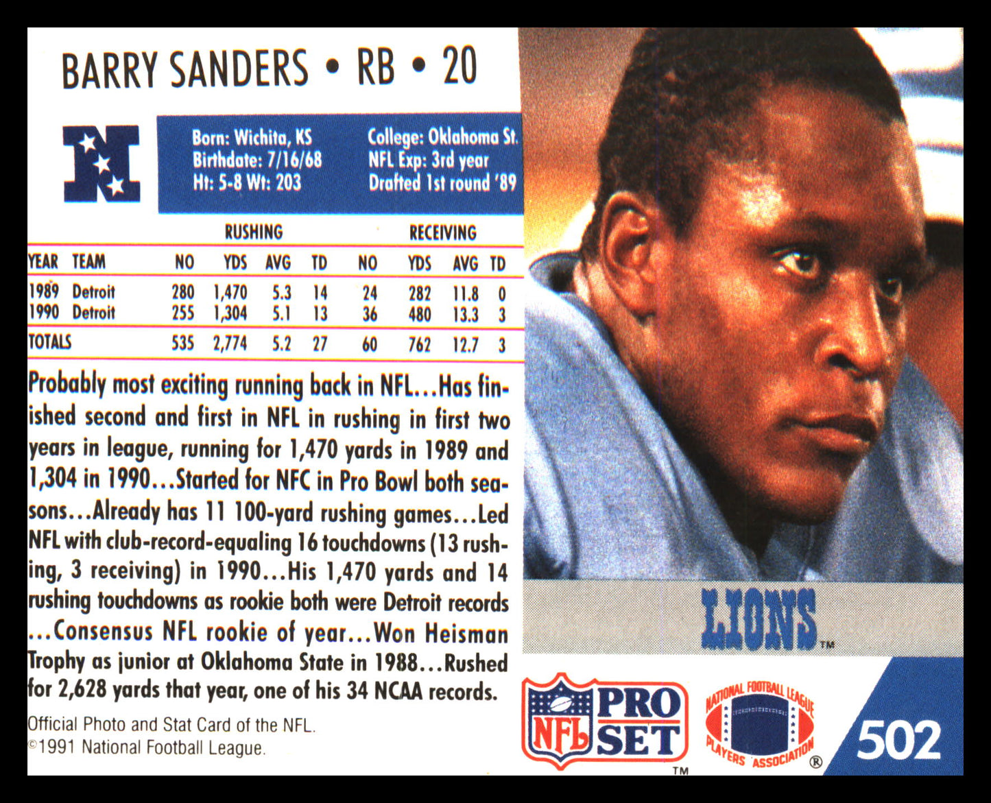 1991 Pro Set #502 Barry Sanders